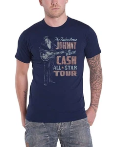 Johnny Cash T Shirt All Star Tour In Person new Official Mens Navy Blue - Picture 1 of 4