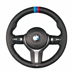 Hand-Sewing Black PU Leather Steering Wheel Covers Wrap For BMW X5 M X6 M F33 - Picture 1 of 11