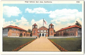 High School, San Jose, Kalifornien 20er Jahre Vintage Postkarte - Bild 1 von 2
