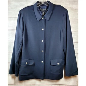 Chaqueta Blazer Dialogue Mujer Talla 14 Azul Clip Botón a Presión Bolsillos Prendas de Trabajo  - Imagen 1 de 9