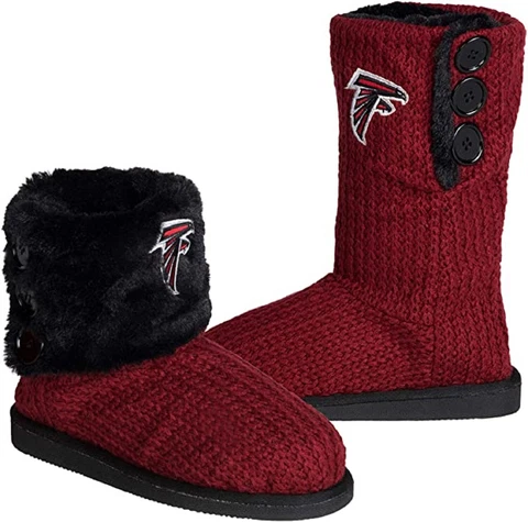 NFL Atlanta Falcons Knit Team Color High End Button Women Boot Slipper - S Size Cover