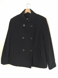 Boden schwarz Wollmischung Knopfleiste zweireihig formeller Erbsenmantel – Damen UK 16 - Bild 1 von 12