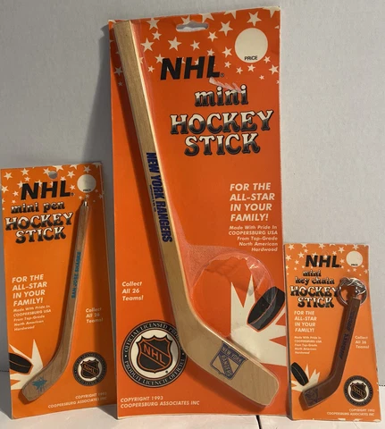 NHL Mini Hockey Stick, Pen & Keychain- Rangers, Sharks & Ducks In Packages-1993 Cover