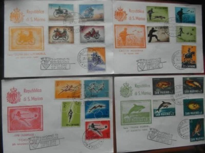 fdc X 4 Republic San Marino  23rd January 1962-27th August 1966 unaddressed. - Image 1 of 4