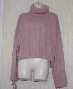 Pullover corto de cuello alto rosa cachemir Knyt & Lynk talla grande: M - Imagen 1 de 4