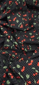 Black Multicoloured Polka Dot Cherries 100% Cotton Fabric 45'' PRICE PER METER - Picture 1 of 2