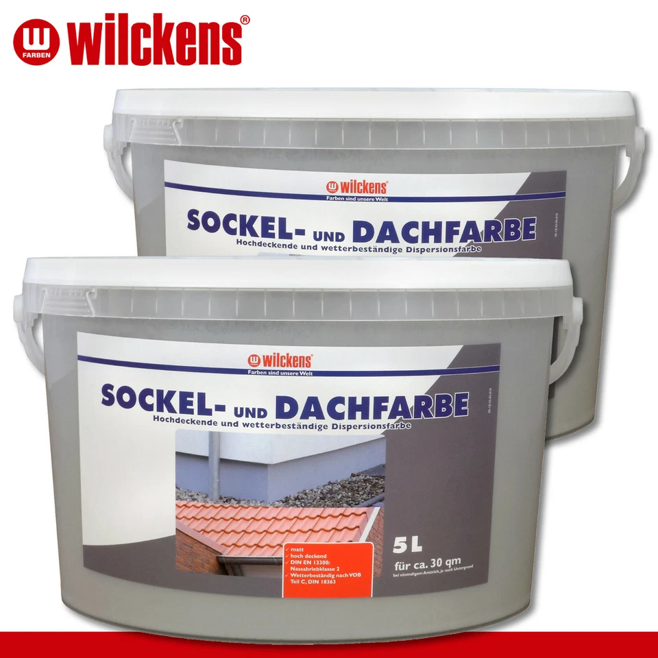 Wilckens 2x 5L Plinth and Roof Paint | Stone Grey | Plinth Colour Roof Tiles Exterior - Image 1 of 1