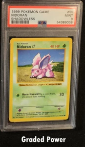 Pokemon Base Set Unlimited Shadowless Nidoran SHADOWLESS PSA (9038) #56 - Picture 1 of 2