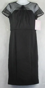 JS Collections Women's Short Sleeve Illusion Sheath Dress, Black, Size 2 - Picture 1 of 2