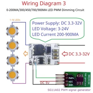Controlador de corriente constante Buck DC 3.3-30V 00MA/300/450/700/900MA LED atenuador PWM - Imagen 1 de 11