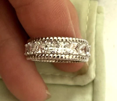 Anillo banda Judith Ripka esterlina y piedras preciosas talla 6 nuevo sin etiquetas Foto 1 de 2