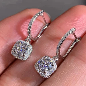 4 Ct Lab-Created Diamond 925 Sterling Silver Elegant Drop Dangle Earrings - Picture 1 of 7