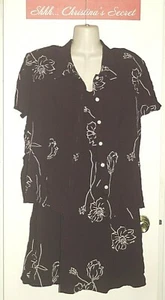VINTAGE SL Fashions Dress Jacket Blouse 2 Pc Set Plum & Cream Floral USA Sz 14 - Picture 1 of 8