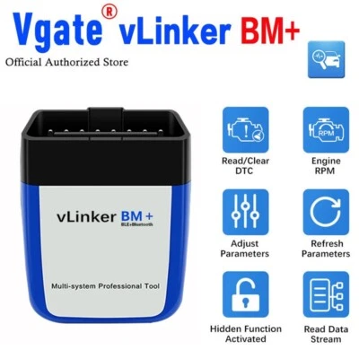 Vgate vLinker BM+ ELM327 V2.2 para escáner BMW compatible con Bluetooth 4.0 código OBD Foto 1 de 4