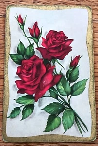 Vintage Playing Card Red Roses on Stems Original 1980's Red 10 Diamonds - Picture 1 of 4