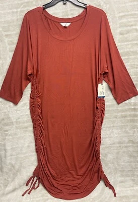 Vestido midi tejido doble acanalado Terra & Sky para mujer 1X (16W-18W) corbata lateral chile rojo Foto 1 de 4