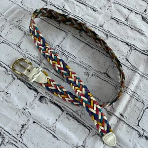 Vintage Capezio Rainbow Braided Leather Belt Bright Colors Size M/L Adjustable - Picture 1 of 5