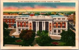 Postcard Manitoba Winnipeg MB Canadian Pacific CP Railway Station - Picture 1 of 2