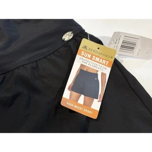 Zeroxposur NUEVO Mujer Cintura Alta Forrado Activo Pantalones Cortos Natación Negro UPF 30+ Talla Xs - Imagen 1 de 8