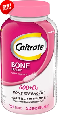 Calcio 600 Plus D3 Comprimidos 200 Ct Suplemento de Salud Ósea para Adultos Foto 1 de 4