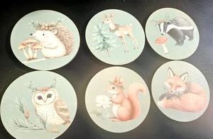 6er Set Waldtier Untersetzer, Küche, Esszimmer, Getränke, festlich, Wald - Bild 1 von 8