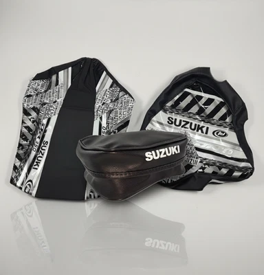 🏍️ Cubierta de asiento + Cubierta del tanque + Bolsa de guardabarros para Suzuki DR350R DR 350 negro y gris Foto 1 de 4