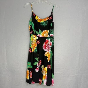 Old Navy Womens The Cami Mini Sundress Black Floral Size M Fit Tropical Classic - Picture 1 of 8