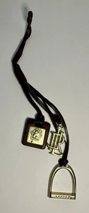 Vintage Lauren Ralph Lauren Leather Brass Hangtag Bag Charm - Picture 1 of 5