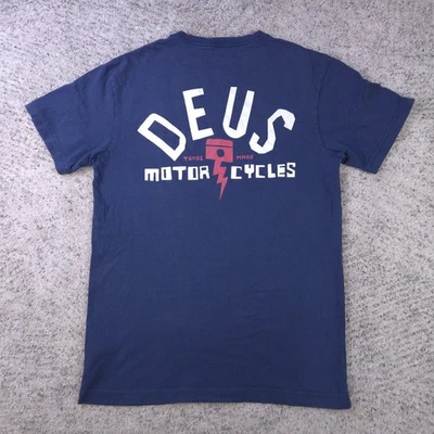 Camiseta Deus Ex Machina Para Hombre Camiseta Mediana Logotipo Pistón Motociclista Motocicleta Cuello Redondo Foto 1 de 4