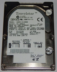 IBM Travelstar DARA-212000 12GB 44pin IDE 2,5" HDD Festplatte 12 GB Hard Disk - Bild 1 von 5