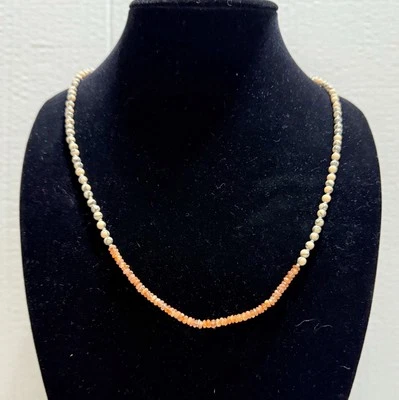 Peyote Bird Artisan African Opal Jasper & Sunstones Bead 24" Necklace 925Silver  - Image 1 of 4