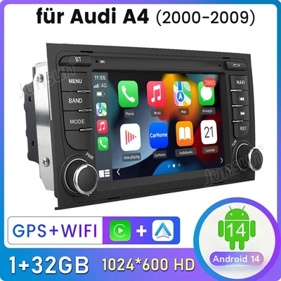 Für Audi A4 8E 8H B6 B7 2000-2009 Android 14 Autoradio GPS Navi WIFI BT Carplay - Bild 1 von 4
