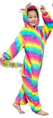 Rainbow Unicorn One Piece Pajamas Costume For Child 9/10 - Image 1 of 4