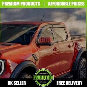 WIND DEFLECTORS RAIN SMOKE WINDOW VISORS GLOSS BLACK FOR FORD RANGER T9 2023-- - Picture 1 of 19