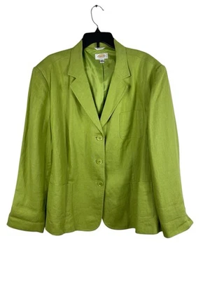 Talbots Woman 24W Irish Linen Blazer Jacket Green Button Front Lined Career - Image 1 of 4
