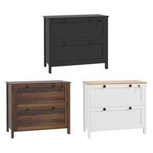 HOMCOM 2 Drawer File Cabinet with Lock and Adjustable Hanging Bar, Black - Picture 1 of 34