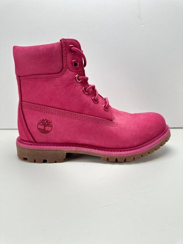 Stivali Timberland Premium 6 pollici rosa scuro nabuk taglia UK4 22 5 cm soletta