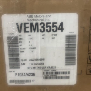 Baldor Reliance VEM3554 Super-E, 1.5HP, 1760RPM, 3PH, 60HZ, 56C, 3533M - NEW - Picture 1 of 5