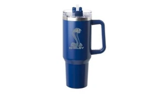 Shelby Super Snake Cobra 40oz Blue Travel Mug - Ford Mustang GT500 GT350 SVT SVO - Picture 1 of 4