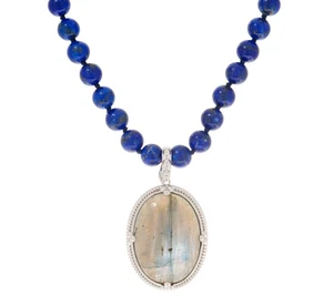 Opaque Gemstone Bead & Cabochon Neck lace & Enhancer Set Sterling Silver - Picture 1 of 1