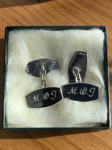 Silver Cufflinks Hallmarked MWJ Engraved vintage 1987 hardly used - Picture 1 of 8