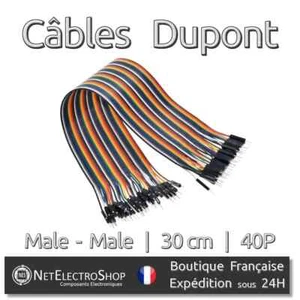 40x Cables Dupont 30cm Male/Male pour BreadBoard Arduino, Raspberry Pi - Picture 1 of 1