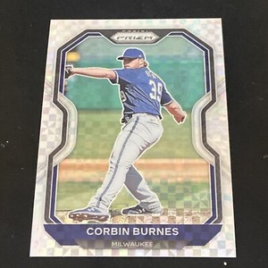 2021 Panini Prizm Corbin Burnes #128 Power Plaid #’ed /75 Milwaukee Brewers
