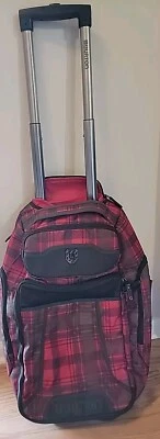 Equipaje y mochila Burton rojo y verde a cuadros sistema Ixion de 2 ruedas Foto 1 de 4
