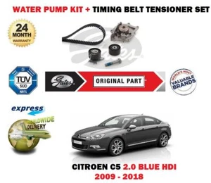 FOR CITROEN C5 2.0 BLUE HDI 2009-2018 WATER PUMP + TIMING CAM BELT TENSIONER KIT - Picture 1 of 3