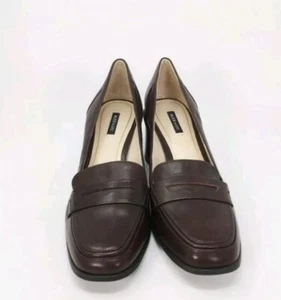 Alex Marie Penny Loafer Block Heel Slip-on Leather Shoes Size 10 Dark Brown NWOB - Picture 1 of 8