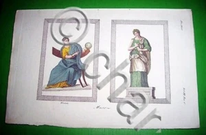 Stampa Incisione Mitologia - Urania e Calliope - 1700 ca - Picture 1 of 1