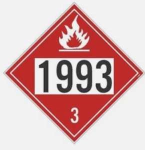 Letrero de cartel de puntos, 1993 clase 3, líquido inflamable, paquete 10, material peligroso - Imagen 1 de 2