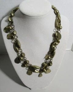 vintage necklace brass colored beads mixed 36" end to end - Picture 1 of 4