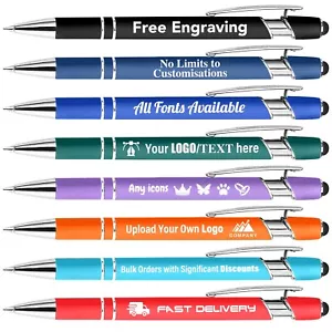 Personalised Pens 1-500 Bulk Order Stylus Pens Business LOGO TEXT Customise Pen - Picture 1 of 32
